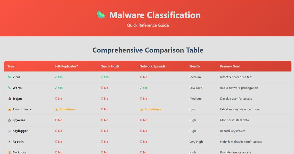 Malware Classification Matrix Cheat Sheet Preview
