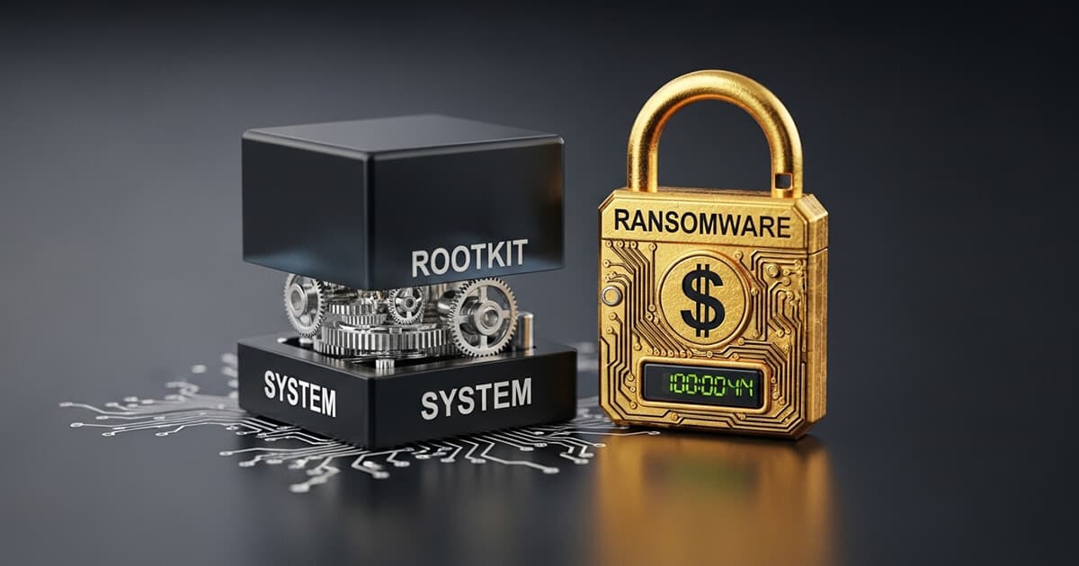 A visual representation of rootkits and ransomware