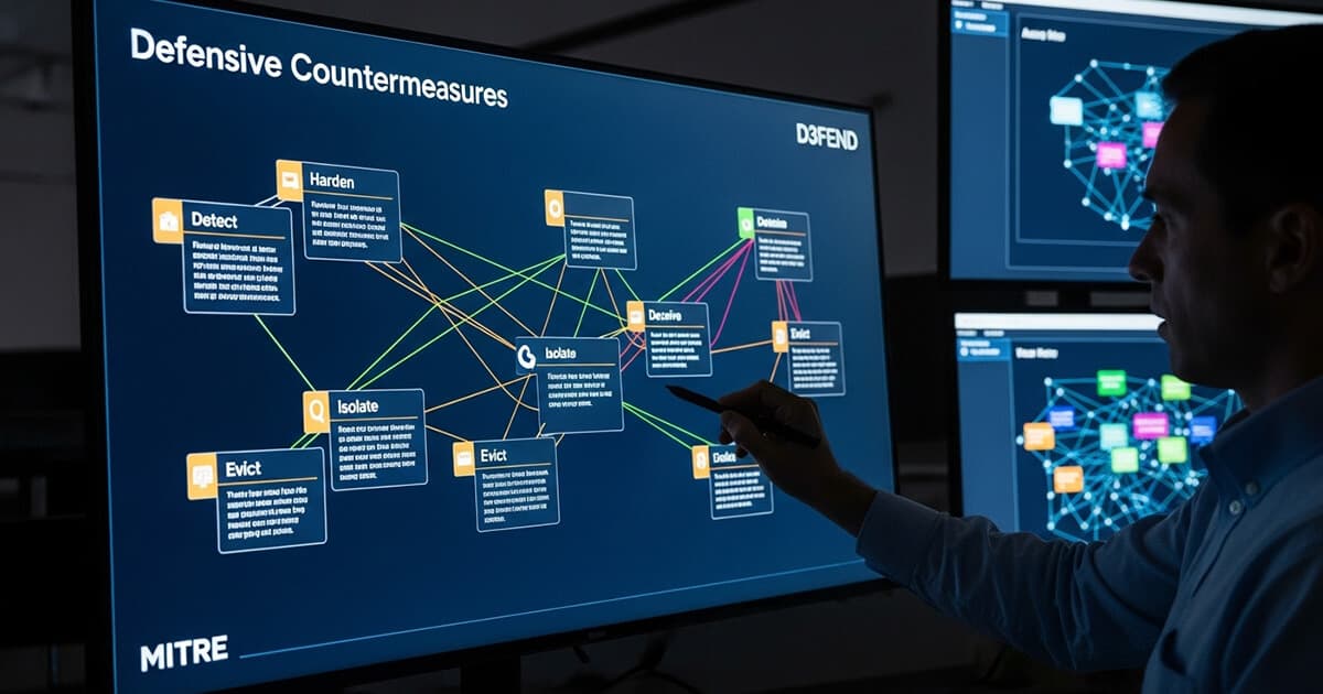 A illustration of the MITRE D3FEND framework