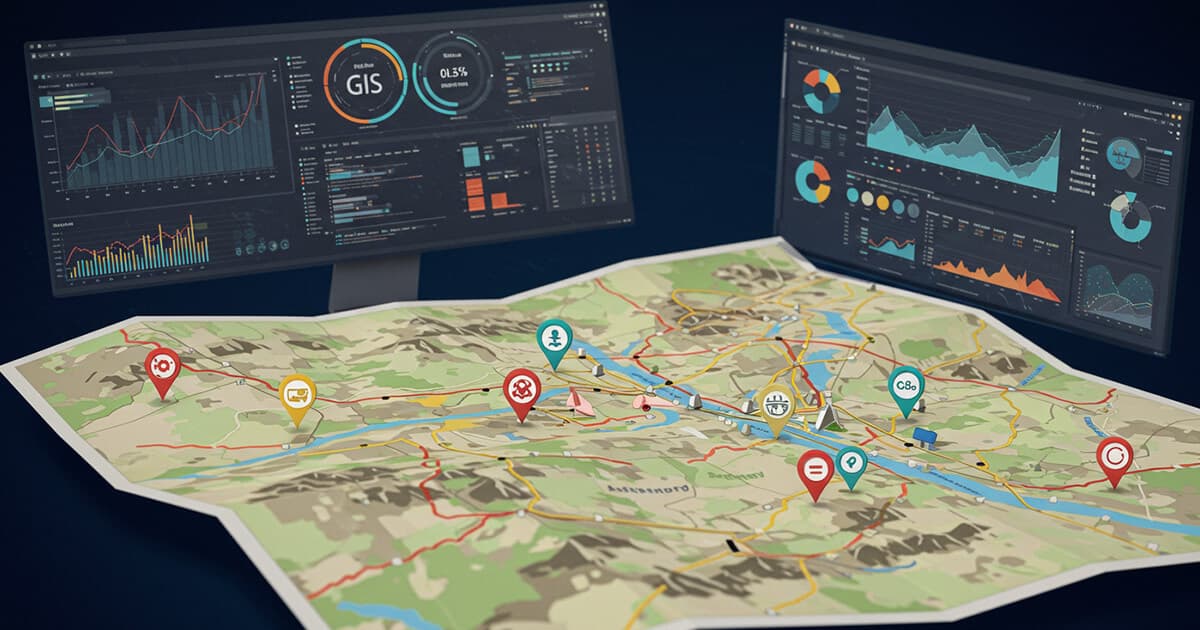 Abstract map with data layers, representing GIS for OSINT